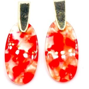 Red Oval Earrings || Red Statement Earrings